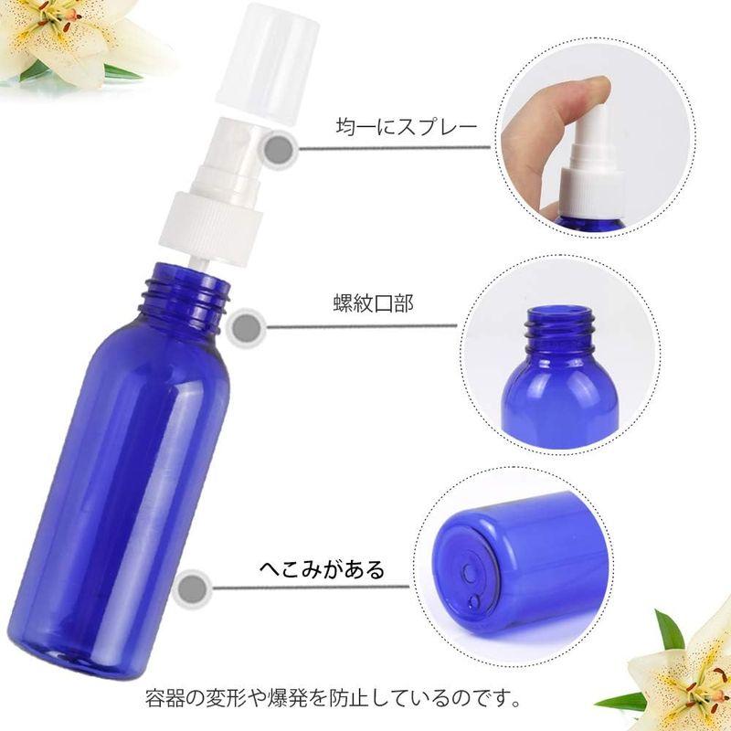 スプレーボトル 50ml 遮光性 スプレー容器 8本 プラスチック製 遮光瓶スプレーボトル アルコール用 詰替ボトル 霧吹き 空ボトル 次亜｜toku00301｜02