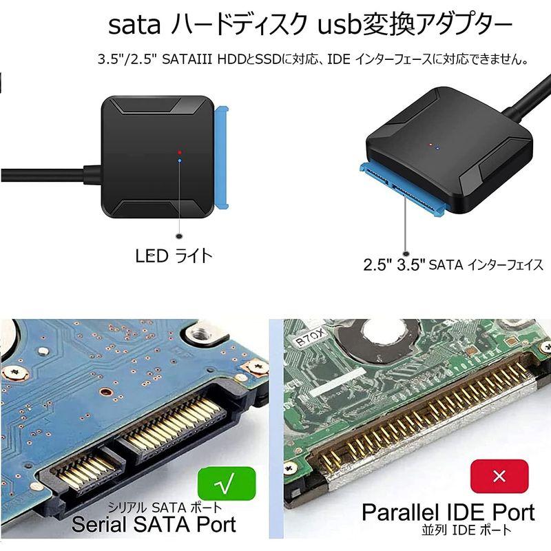 Runbod SATA USB 変換ケーブル 3.5インチ HDD SATA USB変換アダプタ 2.5インチ HDD SSD USB 変換｜toku00301｜09