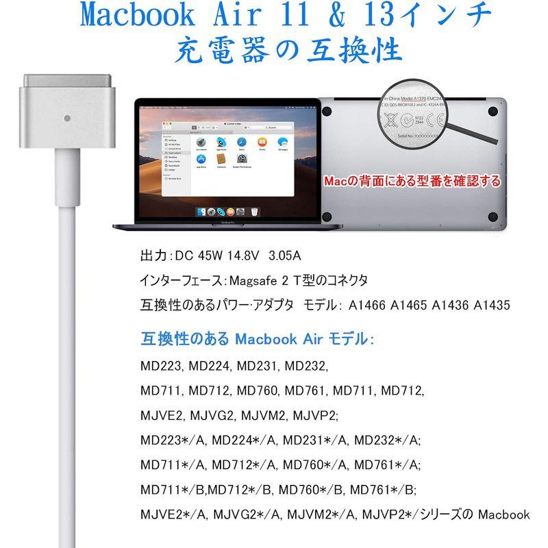 Macbook air 電源アダプタ PSE認証45W Mag 2 T型 Mac 充電器 Macbook airの11インチおよび13インチ｜toku00301｜03
