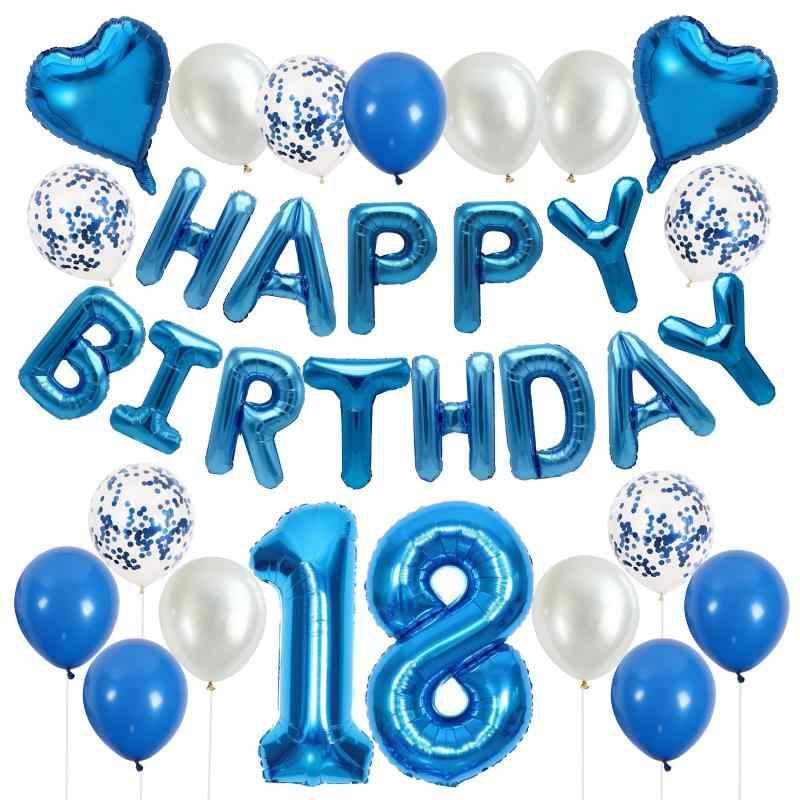 HAPPY BIRTHDAY 誕生日 バルーン 飾り付け セット 18歳 数字 ブルー