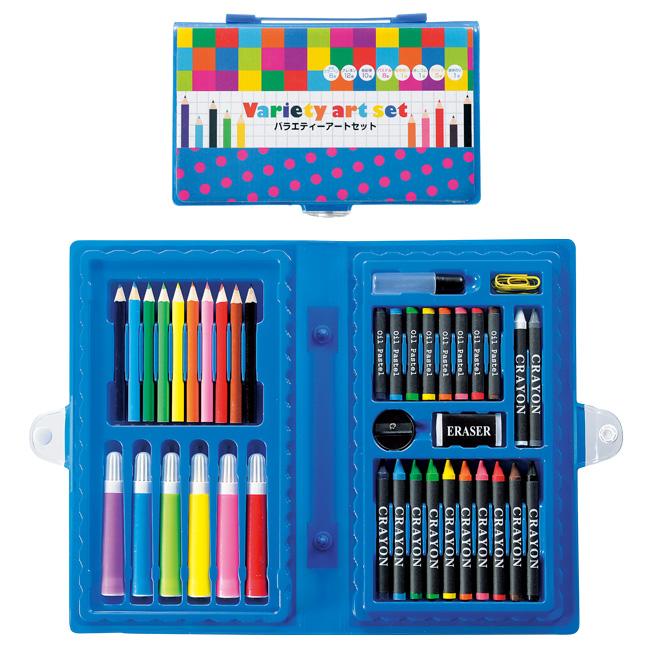 アートセット カラーペン 色鉛筆 パステル 鉛筆削り クレヨン 消しゴム クリップ お絵描き 作品作り【 5】/バラエティーアートセット