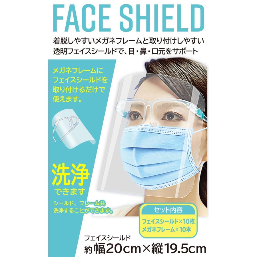 10セット入 メガネ一体型フェイスシールド フェイスガード メガネ型 軽量 飛沫 防御 対面 居酒屋 レジ 学校 飲み会 送料無料 メガネ一体式 フェイスシールド トクトクショッピング 通販 Paypayモール