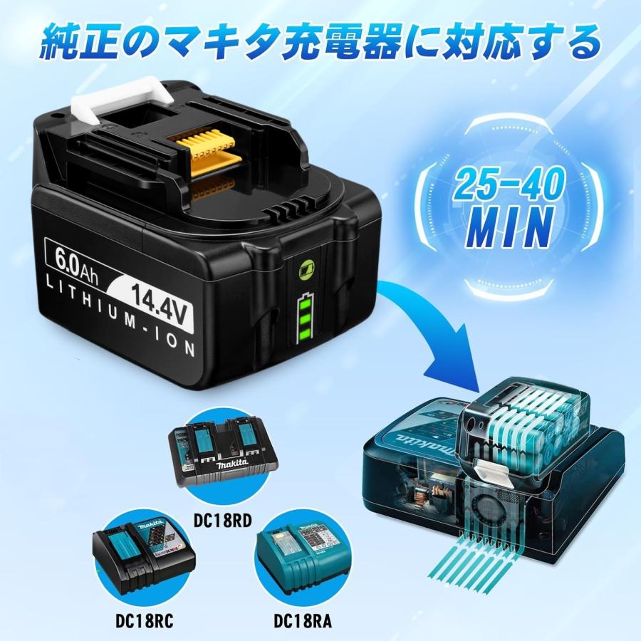 マキタ 互換 バッテリー BL1460B 14.4V 6000mAh マキタバッテリー 