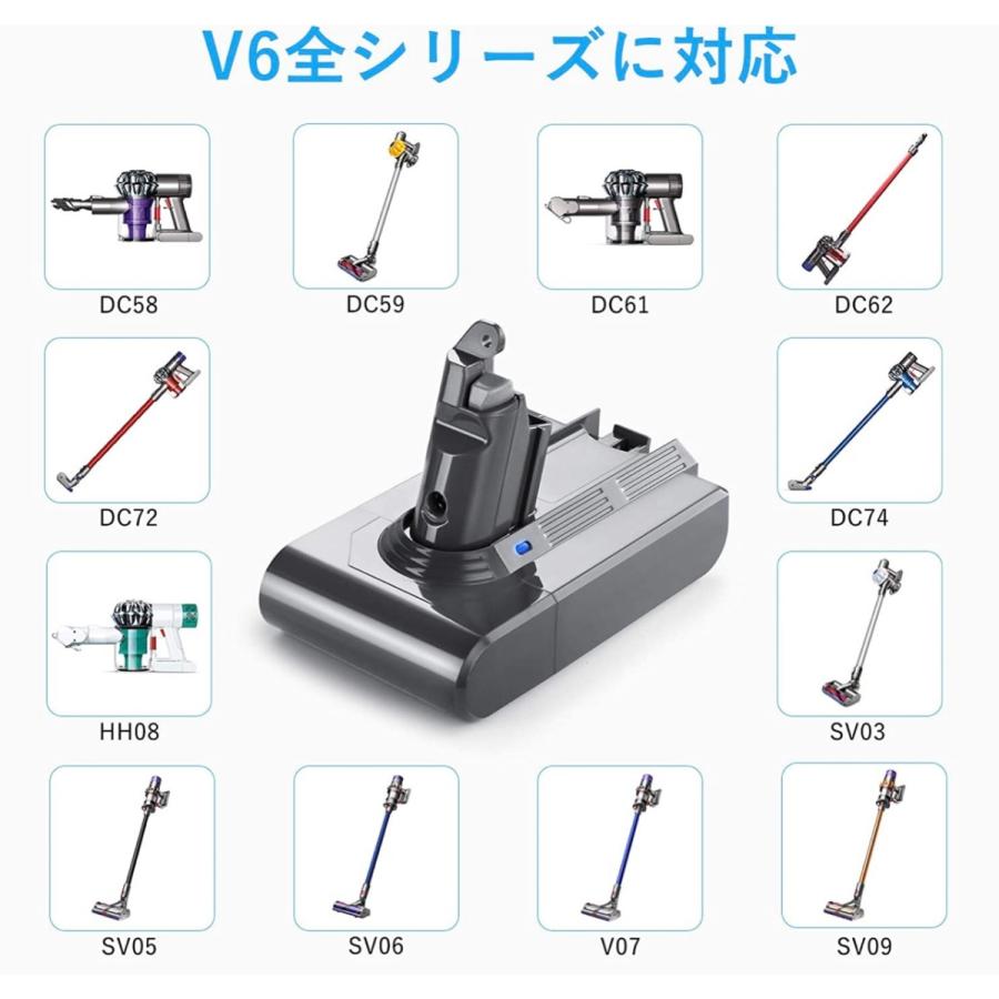 ダイソンV6 互換バッテリー＆フィルターセット バッテリー 3500mAh V6 Dyson DC59 DC74 DC72 DC62 DC61 保護回路搭載 超大容量 PSE CE ROHS登録済 1年長期保証｜tokukou｜05