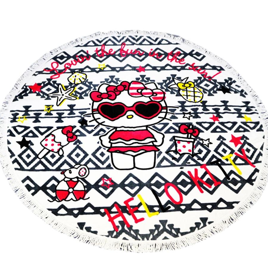 ラウンド タオル ビーチタオル サンリオ ハローキティ コットン100 マルチカバー 綿100 ラウンドタオル ビーチマット 大判 バスタオル ラグ 海 プール 25 D108 Kitty よろず屋生活本舗 通販 Yahoo ショッピング