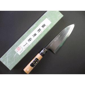 本職用出刃包丁（白鋼） 165mm水牛柄付「三木特撰上作」TD403C : 三木
