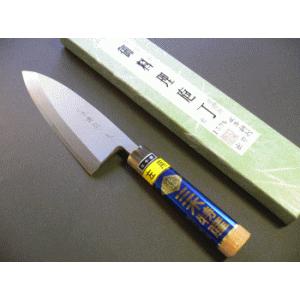 本職用出刃包丁（左利き用 白鋼）水牛柄付 150mm「三木特撰上作
