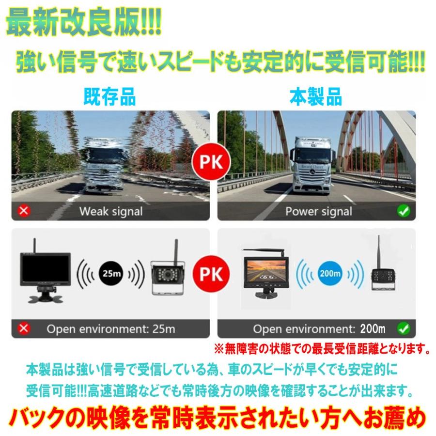 バックカメラ 後付け トラック用品 ワイヤレス 大型車載モニター
