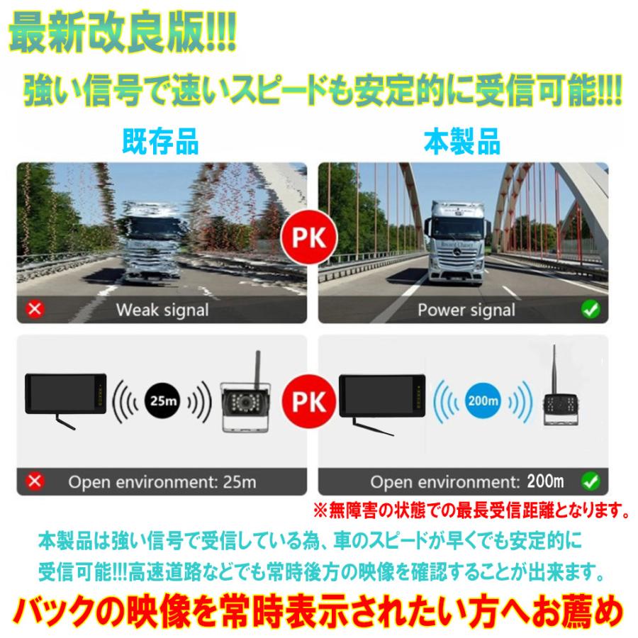 バックカメラ 後付け トラック用品 ワイヤレス モニターセット 24v