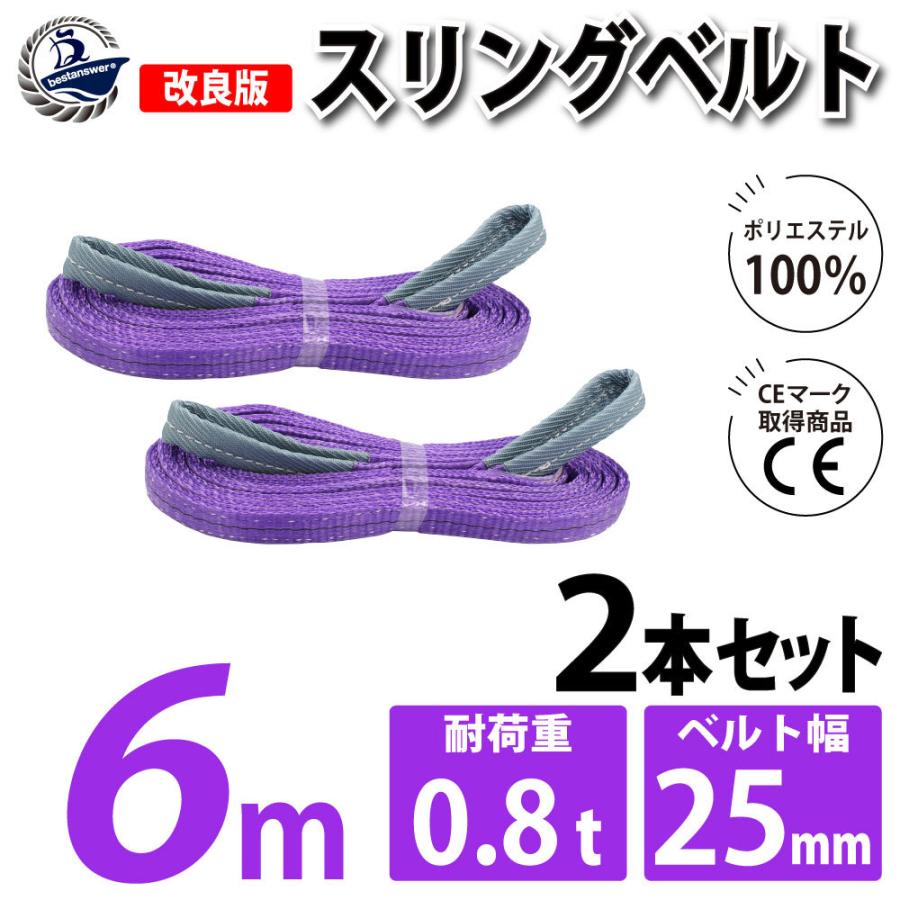 2本セット スリングベルト 6m 800kg 幅 25mm ベルトスリング 2本セット スリングベルト 6m 800kg 幅 25mm ベルトスリング