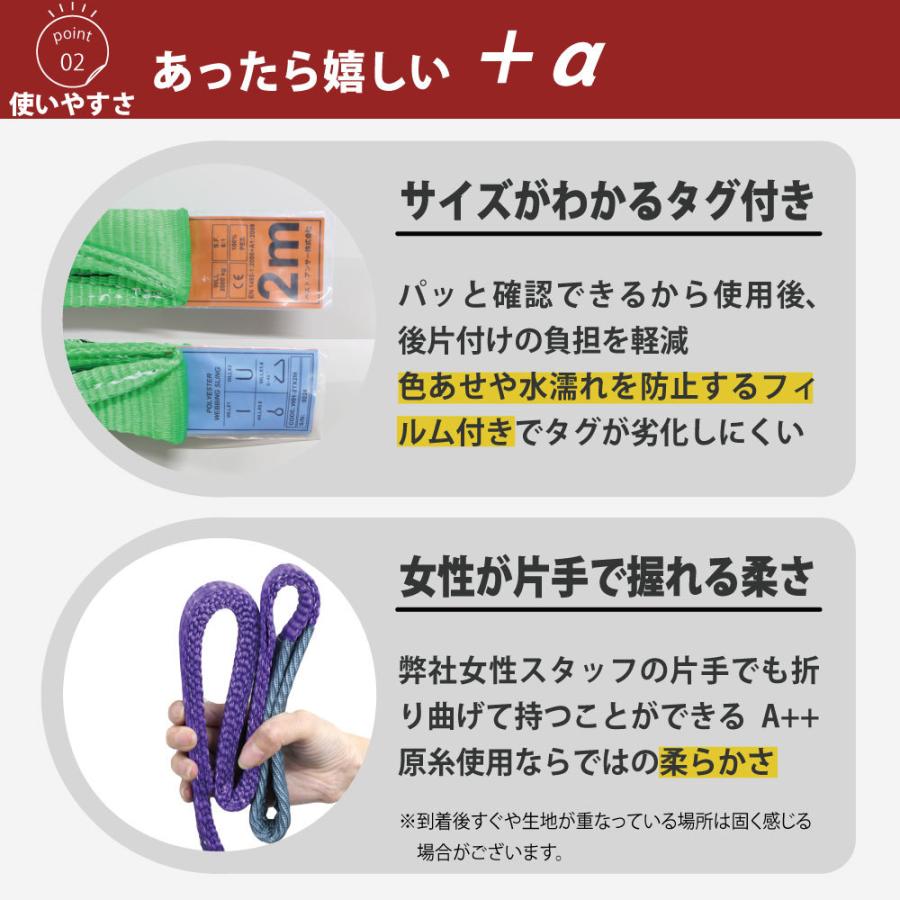 2本セット スリングベルト 4m 2400kg 幅 75mm ベルトスリング 玉掛け