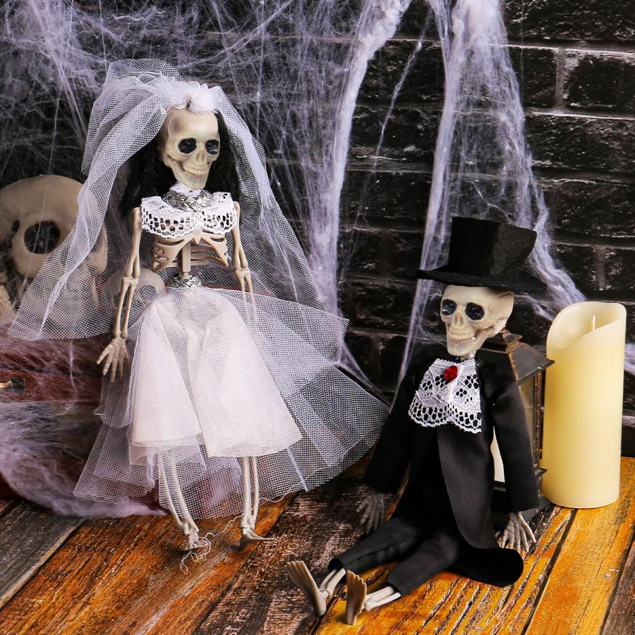 送料無料 ハロウィーン 花婿 花嫁 骸骨 ガイコツ ハロウィン 置物 怖い 