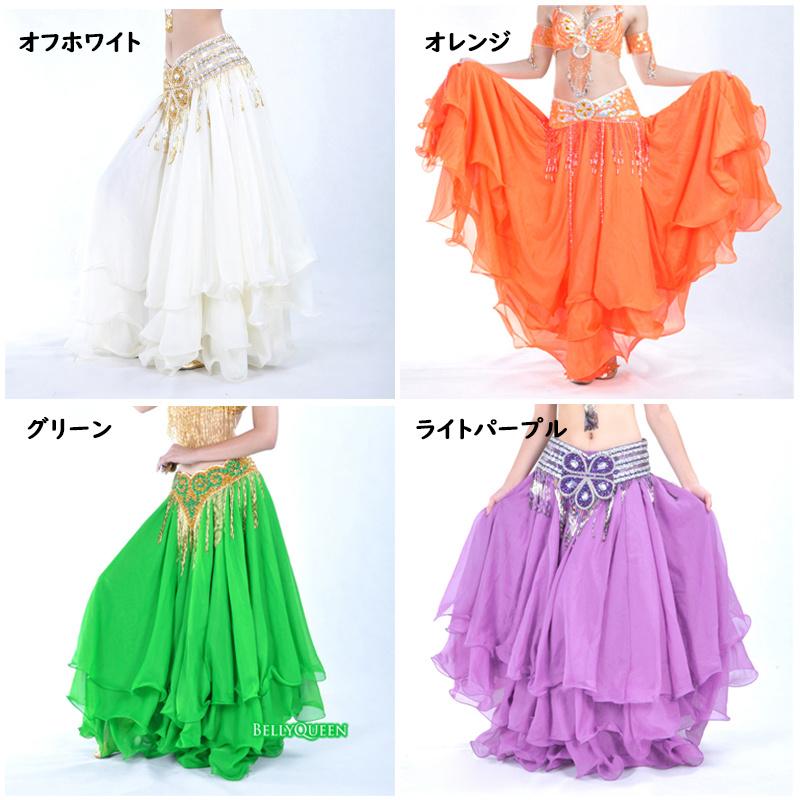 送料無料　ダンススカート ベリーダンスウェア エレガント ロング オリエンタル フラメンコ ダンス衣装 シフォン 練習用 レッスンウェア 社交ダンス衣装 |  | 02