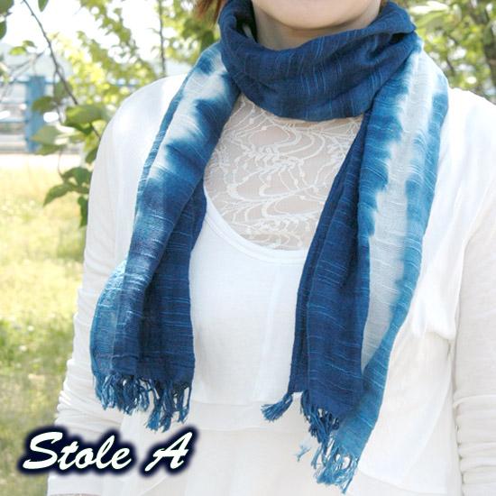 kamin様【徳島県/Saai】藍染ストール ブルー ストール フリンジ付き新品 kamin様【徳島県/Saai】藍染ストール ブルー ストール フリンジ付き