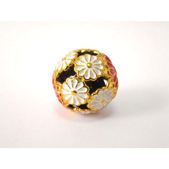 鈴 キク 菊 赤 約2cm 和鈴 花柄 携帯ストラップ キーホルダー等に