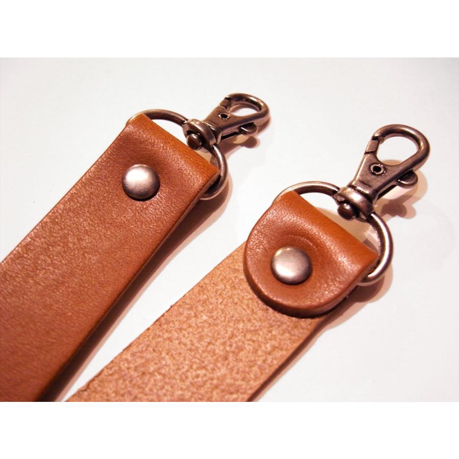バッグ用本革レザー持ち手 茶 ブラウン 約25mm幅×60cm ナスカンタイプ