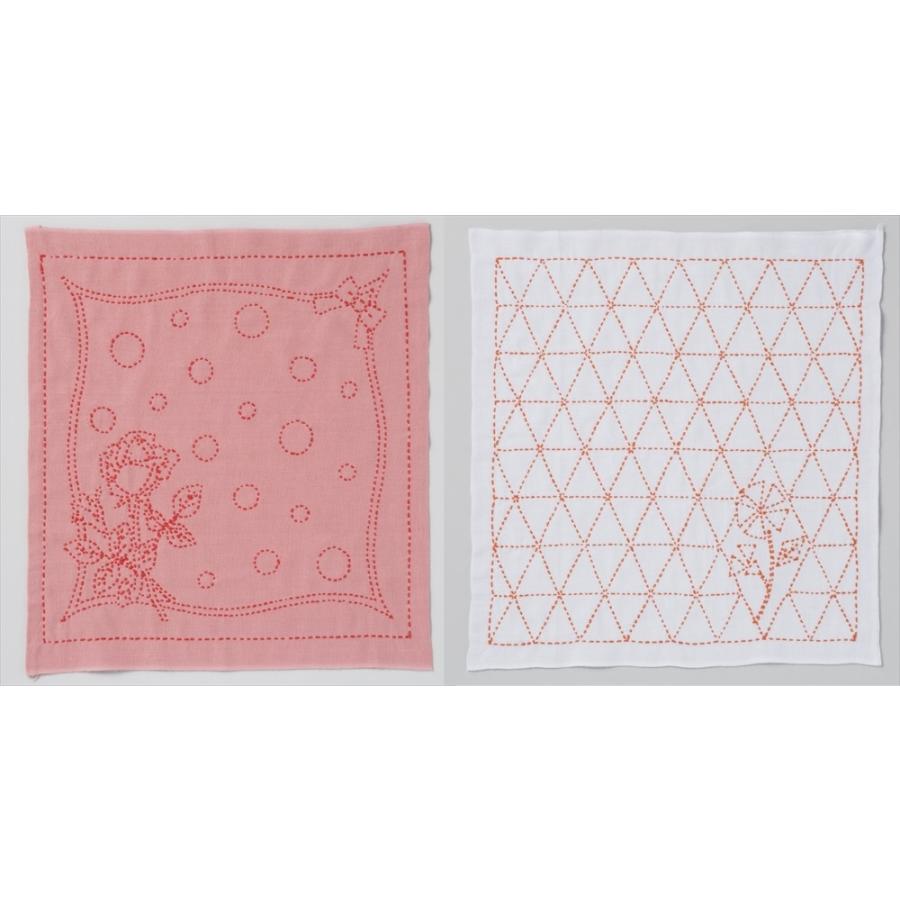 花ふきんキット レトロ刺し子キット 白ピンクの2枚 図案は花とバラの２種 刺し子糸付き 図案プリント済み Mksashiko4 特殊素材問屋 通販 Yahoo ショッピング