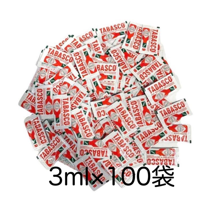 タバスコ TABASCO 3ml×100袋 小袋 個包装 ペパーソース ミニパウチ 使い切りタイプ の商品画像
