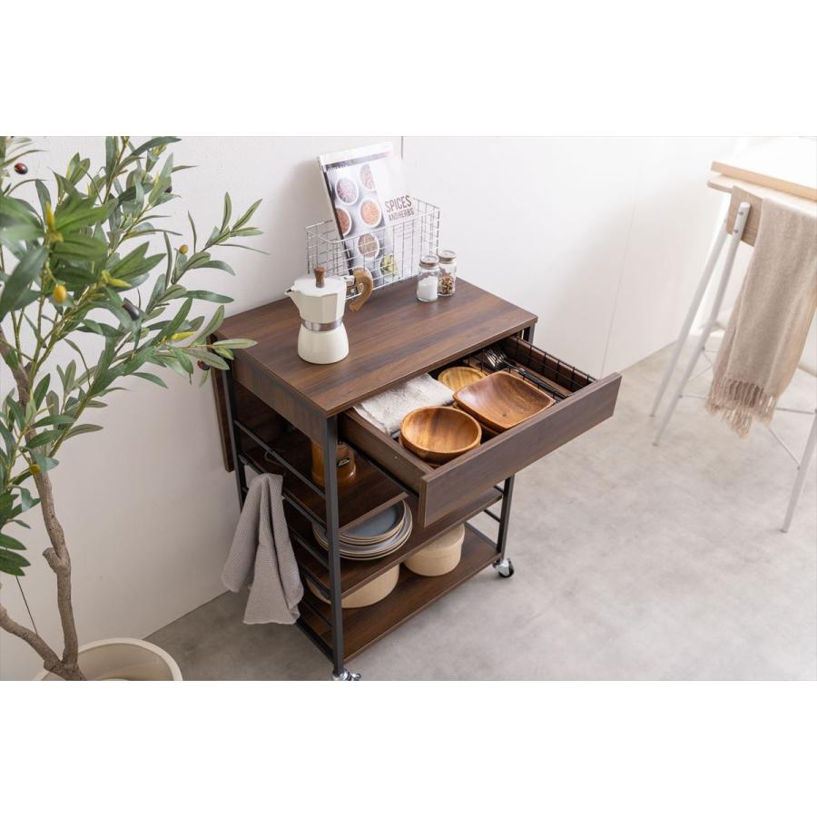 キッチンワゴン コンパクト 伸縮 幅36〜69cm Cammy 伸縮式キッチン