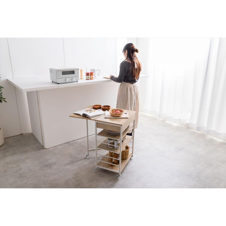 キッチンワゴン コンパクト 伸縮 幅36〜69cm Cammy 伸縮式キッチン