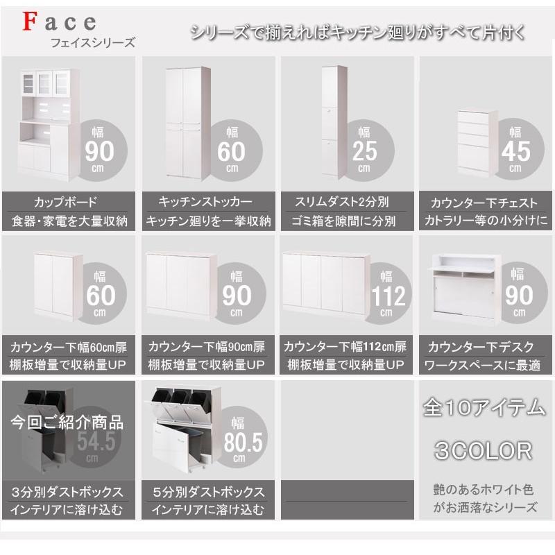 ブランドグッズ キッチンシリーズFace　ダスト　3分別　ホワイト