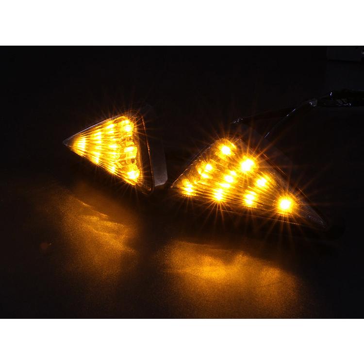 バイク 汎用 LEDウィンカー ロードスポーツ 三角タイプ スモークレンズ