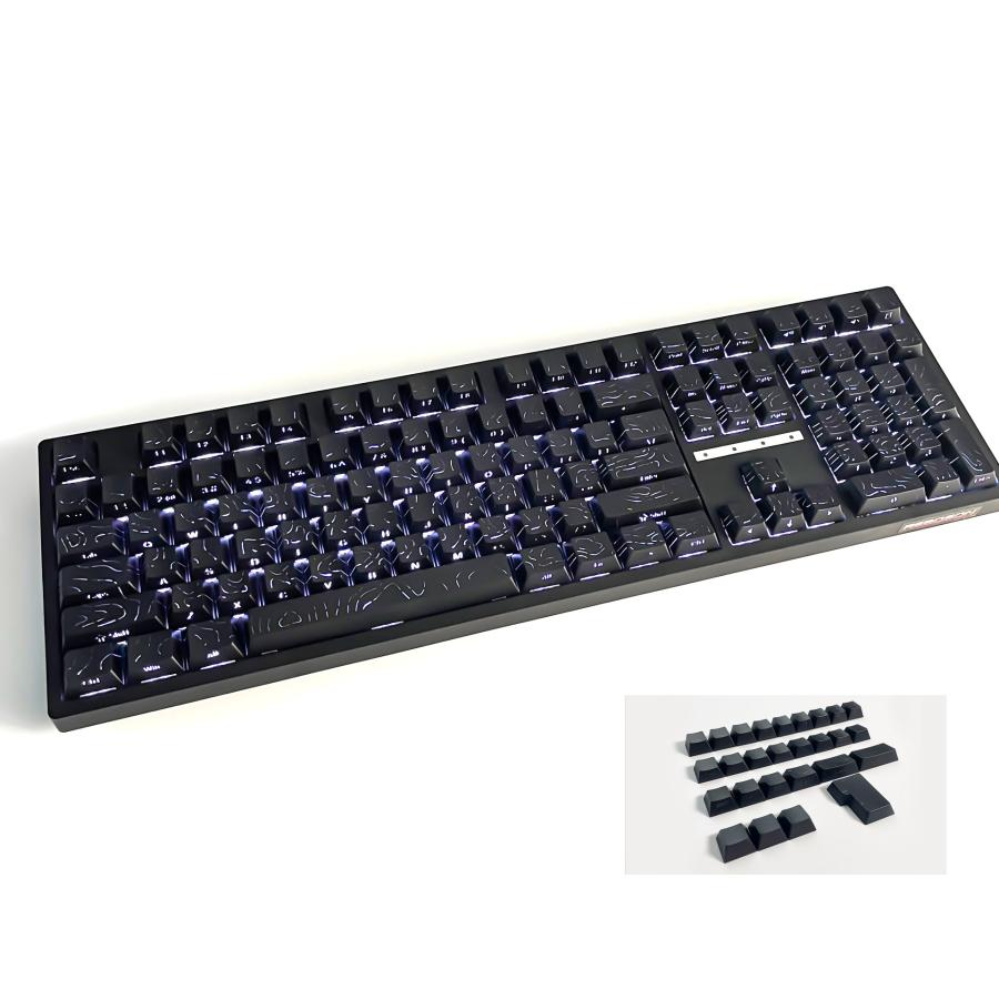 メカニカルキーボード用 キーキャップセット ブラック PBT素材 十字軸