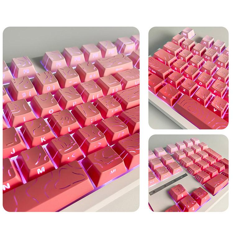 メカニカルキーボード用 キーキャップセット ピンク PBT素材 十字軸