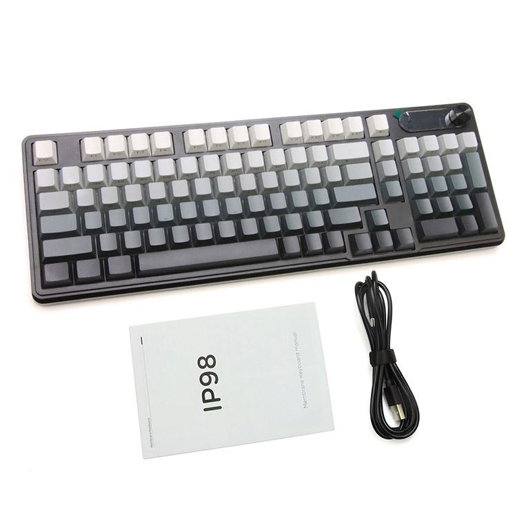 メカニカル風キーボード 有線 RGB 防水設計 98キー サイド刻印 静音