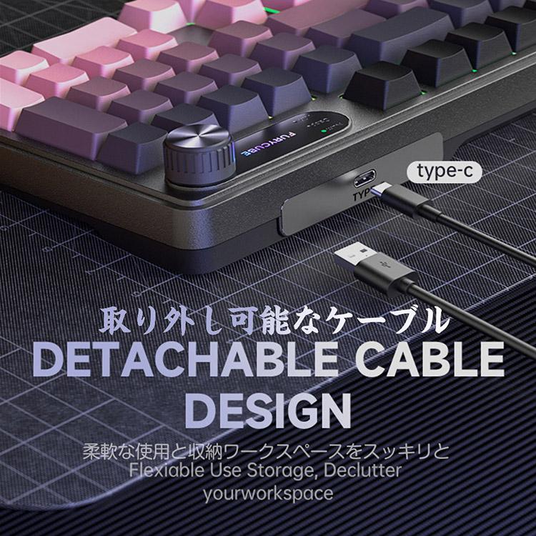 メカニカル風キーボード 有線 RGB 防水設計 98キー サイド刻印 静音