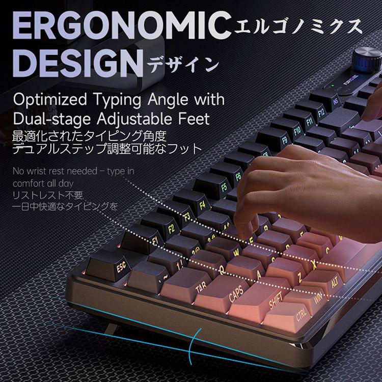 メカニカル風キーボード 有線 RGB 防水設計 98キー サイド刻印 静音