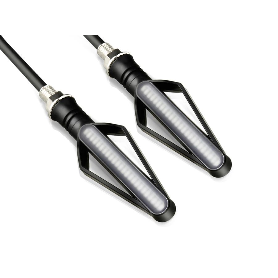 バイク 汎用 LEDウインカー 赤色テール 流れる 24球内蔵 クリア 柔軟性