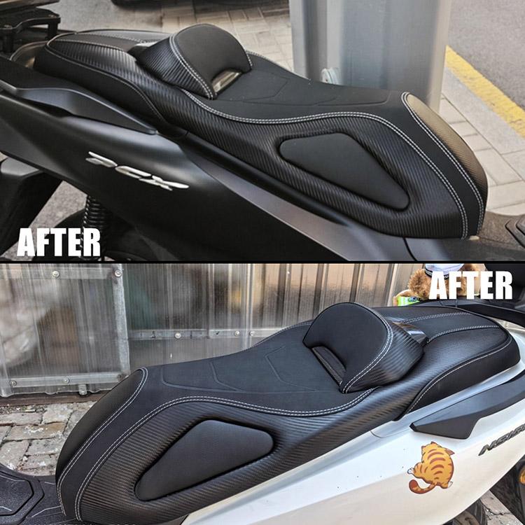 ホンダ対応 PCX125/150/160(JF81/JF84/KF30/JK05/JK06/KF47)用 カスタムシート完成品 ブラック＆カーボン調 2CM シート下げ_2