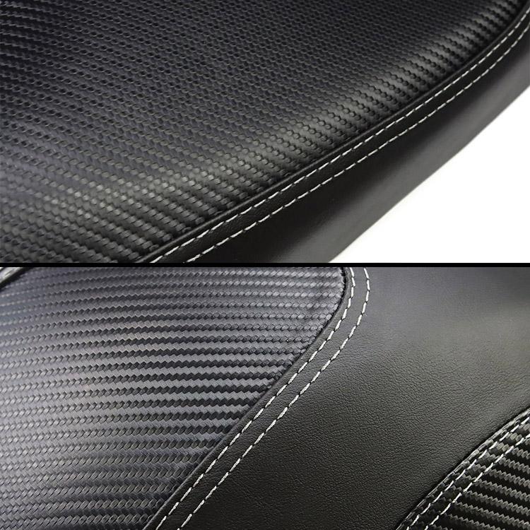 ヤマハ対応 Xマックス250 XMAX250（2023〜2025年モデル SG70J）用 ローダウン カスタムシート完成品 黒レザー調 ＆カーボン調の画像