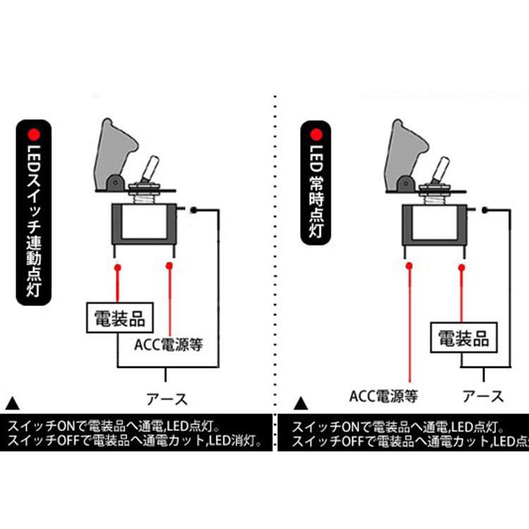 ミサイルスイッチ トグルスイッチ クリアカバー 青色LED内臓 トグル型 汎用 12V 1個｜tokutoyo｜03