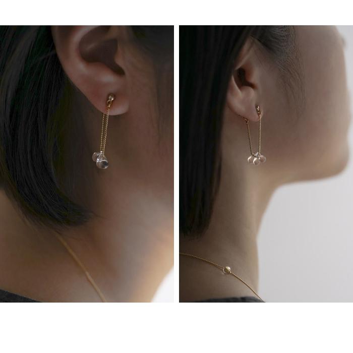 ガラス ピアス hario リトルティアーズ（金属アレルギー対応 チタン