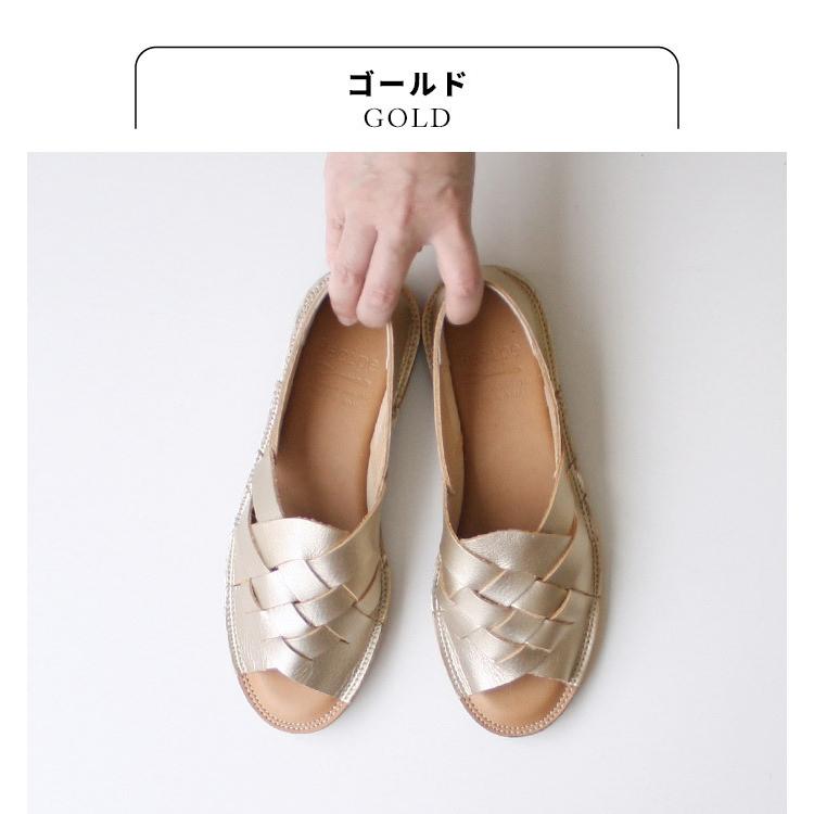サンダル レディース 歩きやすい50代 ぺたんこ 日本製 本革 メッシュ オープントゥ シューズ Recipe RP-501 2E相当の画像