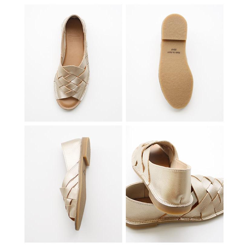 サンダル レディース 歩きやすい50代 ぺたんこ 日本製 本革 メッシュ オープントゥ シューズ Recipe RP-501 2E相当の画像