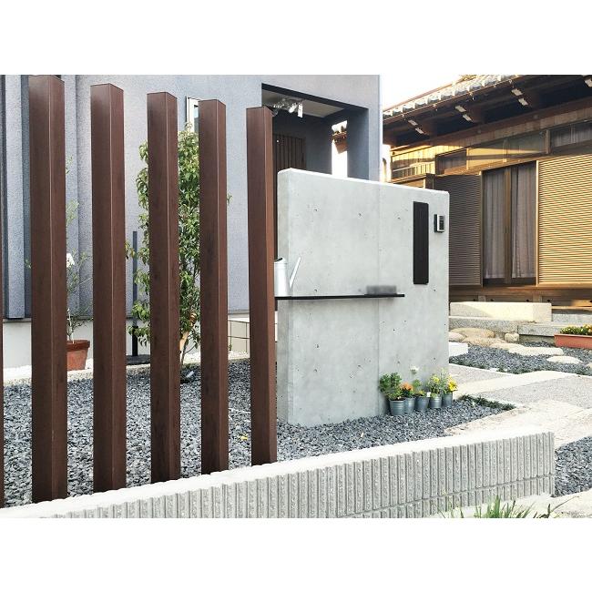 スタイルポールアルミニウム80角ブロック施工用（組立式）木目調カラー