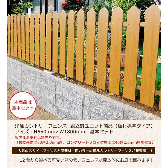 洋風カントリーフェンス（ユニット組立済）板材標準タイプ/サイズ