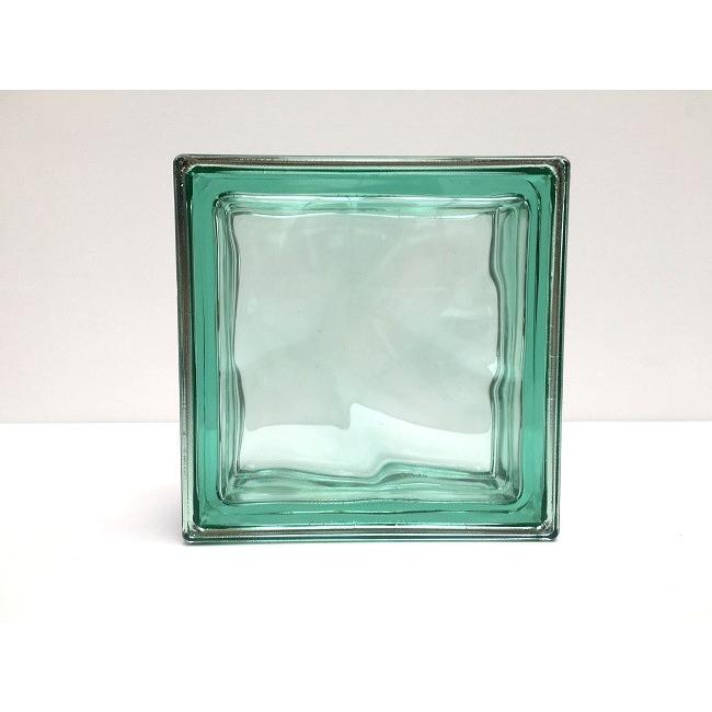 ガラスブロック【メタリックスタイル】/グリーン色/1個単品商品（W190×H190×D80mm）【イタリア製ガラスブロック】
