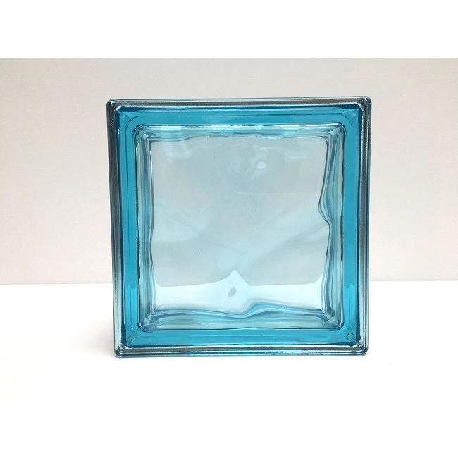ガラスブロック マリーンブルー色 10個セット商品（W190×H190×D80mm）