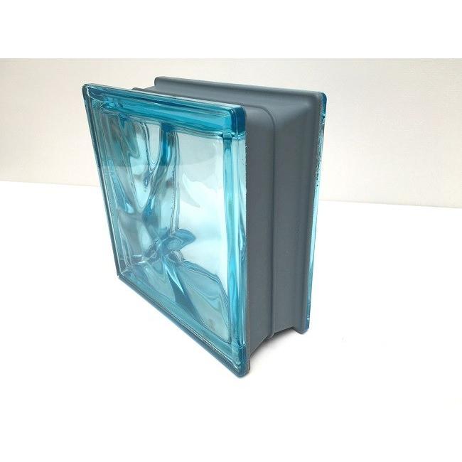 ガラスブロック　マリーンブルー色　30個セット商品（W190×H190×D80mm）