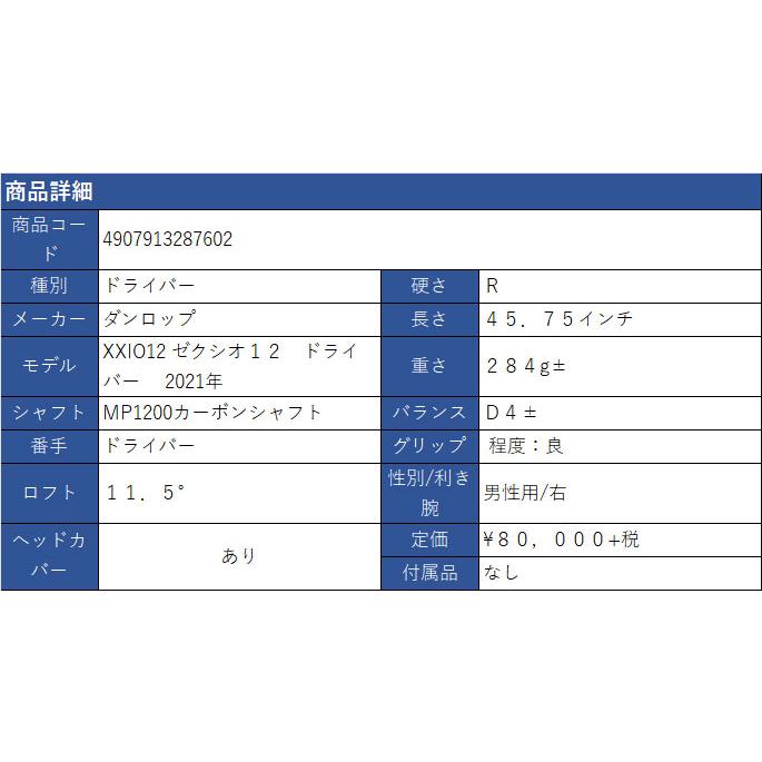 中古 ゼクシオ12 XXIO12 ドライバー 11.5R MP1200カーボンシャフト ネイビー ゼクシオトゥエルブ DUNLOP ダンロップ (602-014)｜tokyo-golf｜08