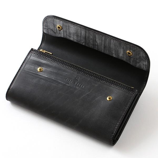 高品質　牛革　財布 長財布 ブラック　黒　シンプル　レザー　本革 FIVE WOODS（ファイブウッズ） 財布 メンズ 長財布 ブラック 黒 黒色