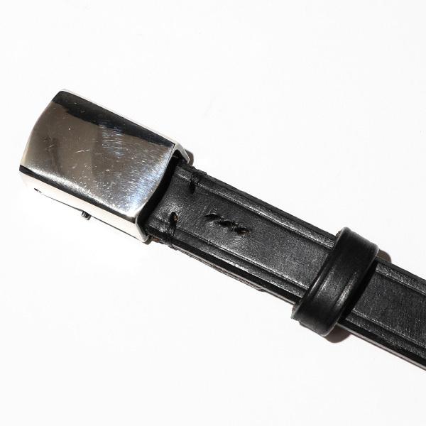 バックルベルト 本革 UKサドルレザー 25mm 真鍮バックル 細め ブラック