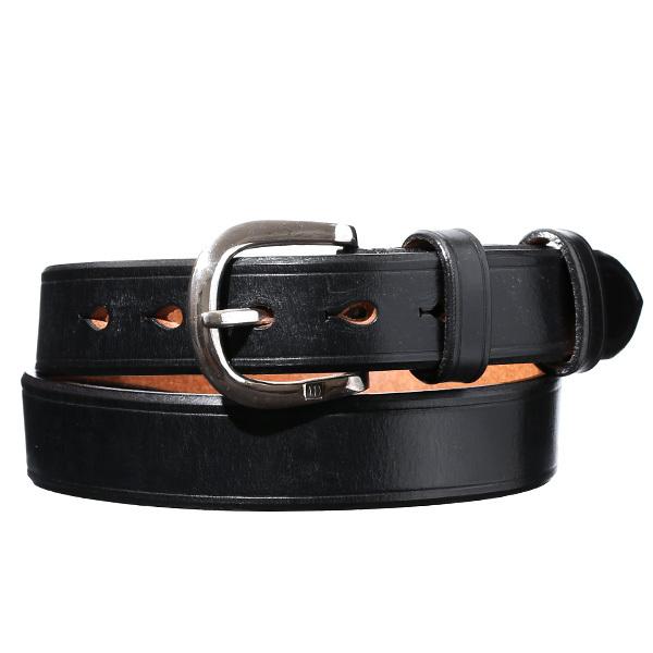 ベルト 本革 真鍮 バックル 馬蹄 32mm 日本製 ベイカー社製 UKサドルレザー ブラック 黒 黒色 太め ワイルド カジュアル おしゃれ ブランド | 池之端銀革店