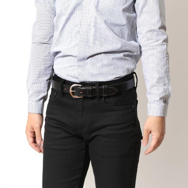 ベルト 本革 真鍮 バックル 馬蹄 32mm 日本製 ベイカー社製 UKサドルレザー ブラック 黒 黒色 太め ワイルド カジュアル おしゃれ ブランド | 池之端銀革店 | 06