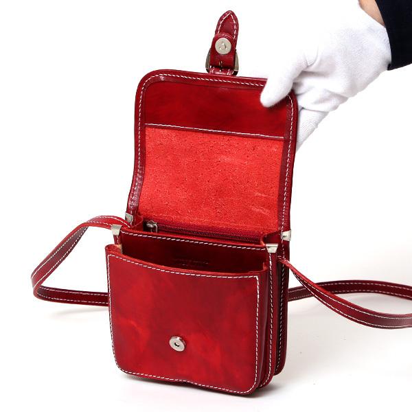 【I MEDICI】レザー ショルダーバッグ 赤 I MEDICI ミニ ショルダーバッグ レザー レディース レッド