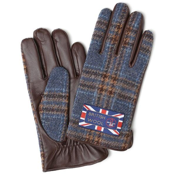 ブリティッシュウール 手袋 メンズ 本革 レザー スマートフォン対応 スマホ ブルー ネイビー 青色 手袋 グローブ KURODA(クロダ) | KURODA